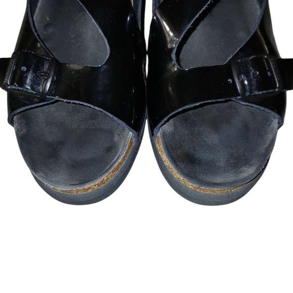MEPHISTO Elka Black Patent Leather Slide Sandals Women's size 7.5-8 - Picture 4 of 13